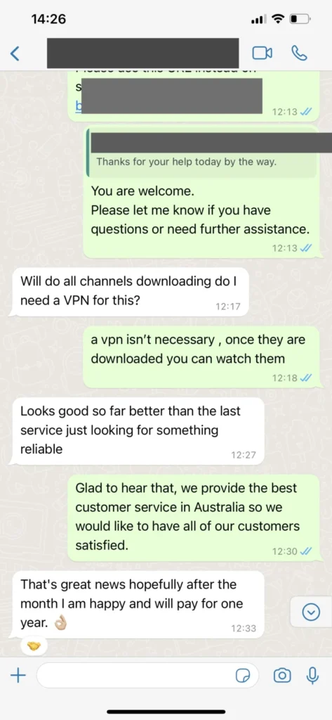 WhatsApp Customer Service Chat Screenshot 3